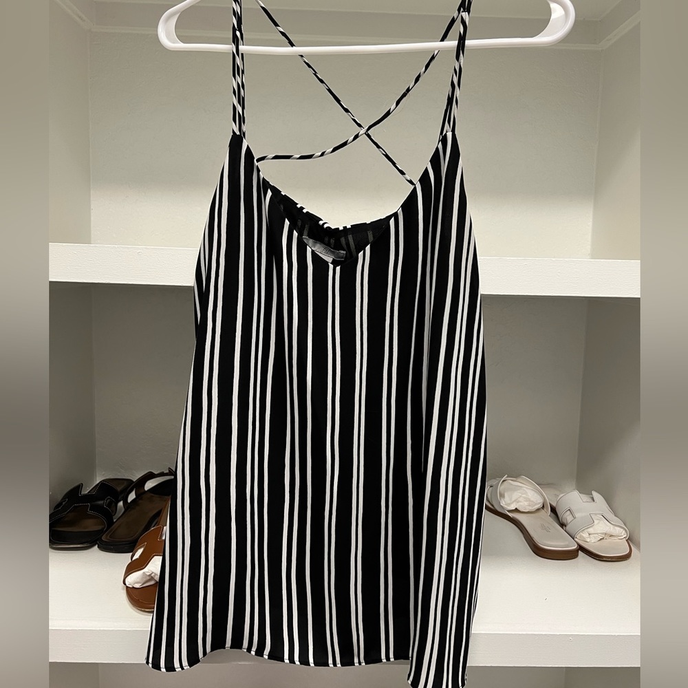 H&M black and white striped tank blouse